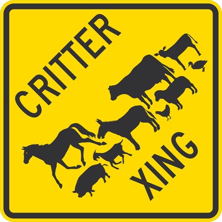 Lyle Critter Xing with Multiple Animal Symbols, 24x24, Diamond Grade, Yellow G-12338-DG_24x24