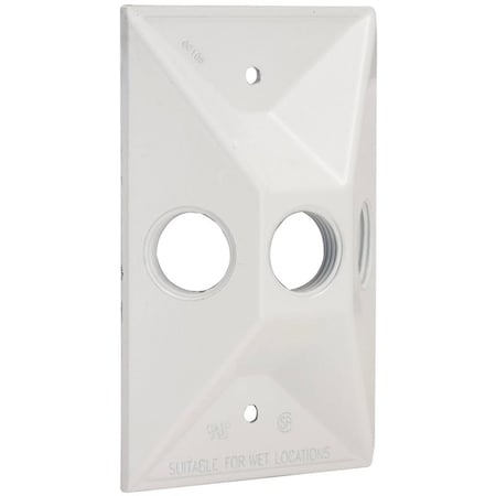 Hubbell Cluster Cover, 4-19/32 in L, 2-27/32 in W, Rectangular, Zinc, White, Powder-Coated 5189-6