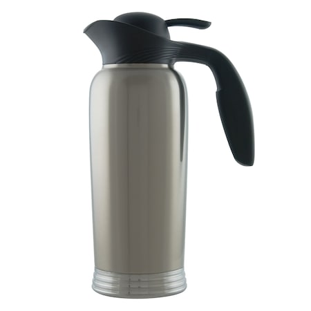 Service Ideas ErgoServ Creamer, Carafe Only, 1 Liter, Brushed Stainless/Black 10-00744-000