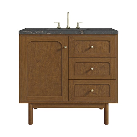 James Martin Vanities Laurent 36" Single Vanity, Honey Oak w/ 3 CM Parisien Bleu Silestone Top 545-V36-HNO-3PBL