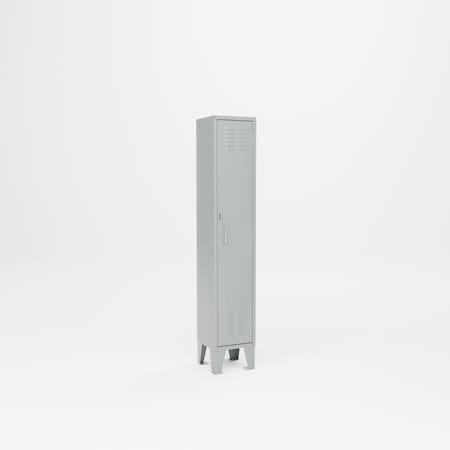 Pucel Single Tier Steel Locker, 12 in W x 12 in D x 60 in H, with Shelf and Hooks, Gray STL-1212-60