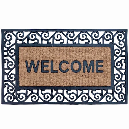 Gardenised Natural Coir and Non-Slip Rubber Doormat with Embossed Welcome Design, Warm Welcome QI004889