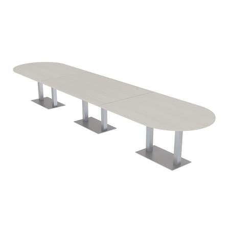 Skutchi Designs Racetrack Conference Table With Power Unit, 48 in W, 192 in L, Ivory HAR-RAC-48X192-DOU-K458-NA