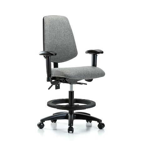 Blue Ridge Ergonomics Fab Med Bench Chair, Bk, BF, Cast, Gry, 6-Way Adjustable, 22" to 29" Height, Gray BR-FMBCH-MB-RG-T1-A1-BF-RC-F44