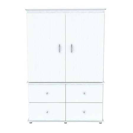 Homeroots 47" White Melamine Mirrored Four Drawer Combo Dresser 249837