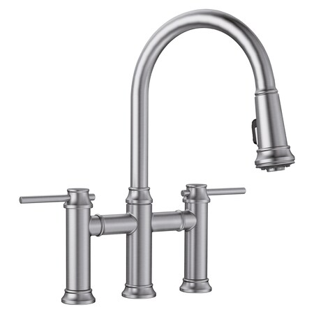 Blanco Empressa Bridge Faucet Pull Down 1.5 gpm, Stainless 442505