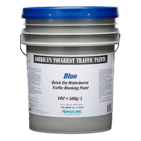 Aexcel Quick-Dry 20-minute Dry Traffic & Zone Marking Paint, Water-based Acrylic Latex, Blue, 5-Gallon 72L-A032F03