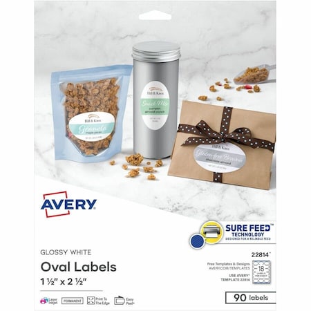 Avery Printable Blank Oval Labels, 1.5", PK90 22814