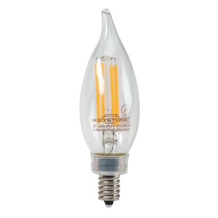 Keystone Bent Tip Chandelier Filament bulb, 40W Equivalent, CA11 shape, E12 Candalbra base, 2700K, 90 CRI , C KT-LED4.5FCA11-E12-927-C