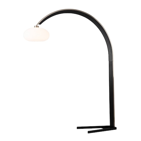 Nova Of California Vaulted Arc Floor Lamp by Peter Morelli   86in, 1968 design, Black Wood, Satin Nickel 2012203