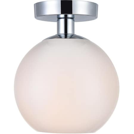 Living District Baxter 1 Light Flush Mount Ceiling Light with Frosted White Glass, Chrome LD2205C
