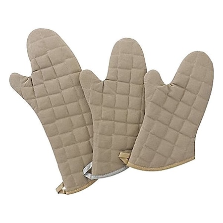 R&R Textile Oven Mitt, Quilted Cotton, 13" L, Tan 1310-13
