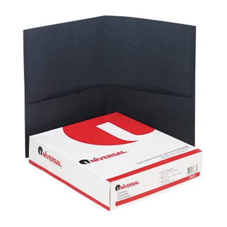 Universal Two-Pocket Portfolio, Embossed Leather Grain Paper, Dark Blue, 25/Box UNV56638***
