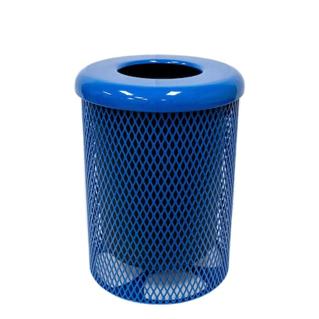 Mytcoat Trash Receptacle, Flat Lid, Liner, 32 Gal, Light Blue, Expanded Metal, Textured Coating 804385