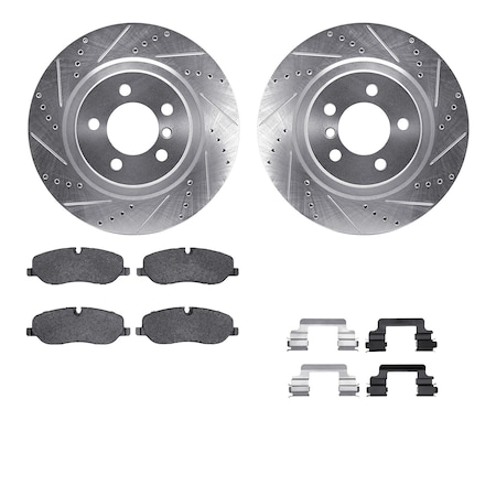 Dynamic Friction Co DFC Rotors-Drilled & Slotted-Silver w/ EURO 5000 Ceramic Brake Pads Incl Hdw 7612-11014
