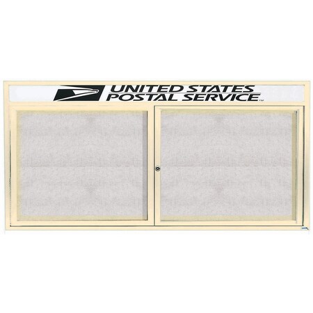 Aarco Illuminated Outdoor Enclosed Bulletin Board w/ Al Frame Header, Powder Coated Ivory, 36''Hx72''W ODCC3672RHIIV