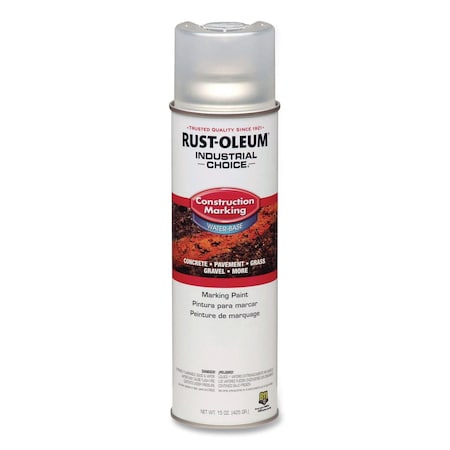 Rust-Oleum IC M1400 System Water-Based Construction Marking Paint, Gloss Clear, 17 oz Aerosol Can, 12PK 264693