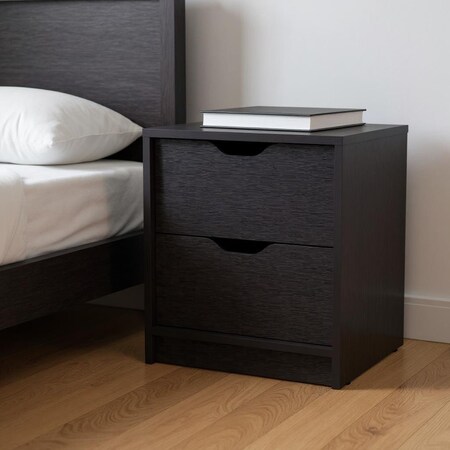 Homeroots 19" Black Wood Two Drawer Nightstand 543691