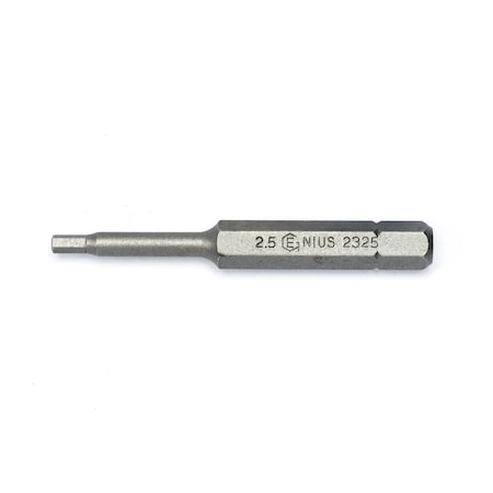 Genius Tools 1/4in Hex Shank, 2.5mm Hex Screwdriver Bit 56mmL 2325