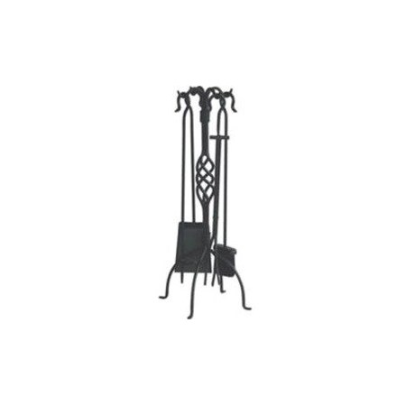 Uniflame F-1053 5 PC BLACK WROUGHT IRON FIRESET WITH CENTER WEAVE F-1053