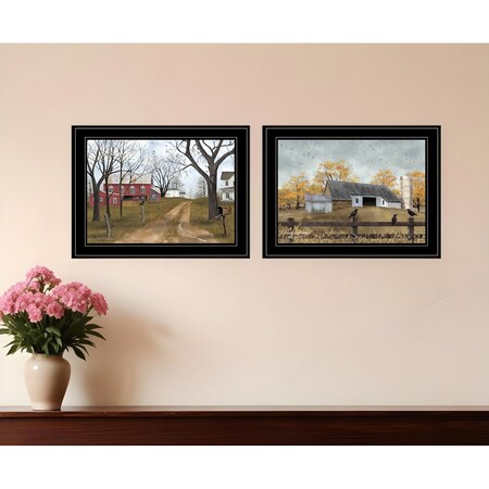 Homeroots Set Of Two Country Roads 2 Black Framed Print Wall Art, 2PK 406639