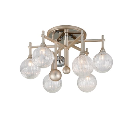 Corbett Lighting Majorette 6 Light Semi Flush 24.5 In. Silver Leaf W Polished Chrome 241-36-SL/PC