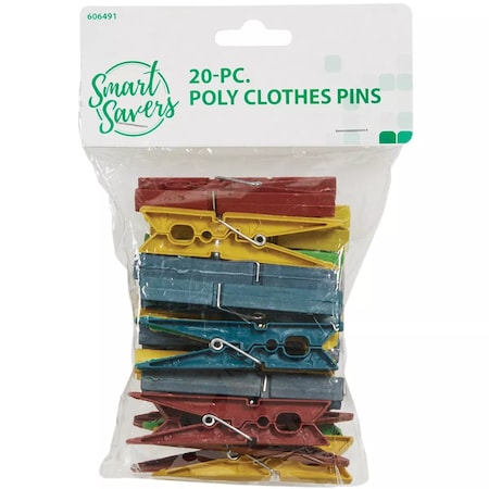 Smart Savers Spring Poly Clothespins, 20PK 606491