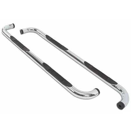 Big Country With Step Pads, 3 Inch Round Bent, Polished, Stainless Steel, Without End Caps, Rocker Panel Mount 372034