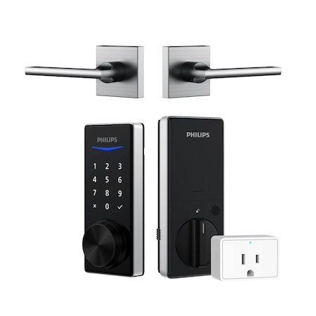 Philips Bluetooth Touchscreen Smart Deadbolt with Wi-Fi Bridge with Lever DDL24015HBGLSN