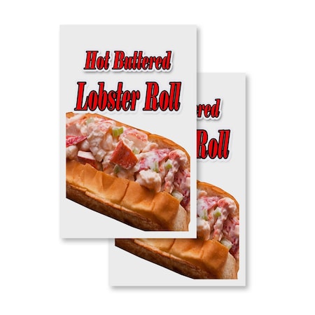 Signmission Hot Buttered Lobster Roll, Vinyl Decals Only 24 Inch x 36 Inch, Vinyl Decal, 2PK DSB-2436-2PACK-Hot Buttered Lobster Roll