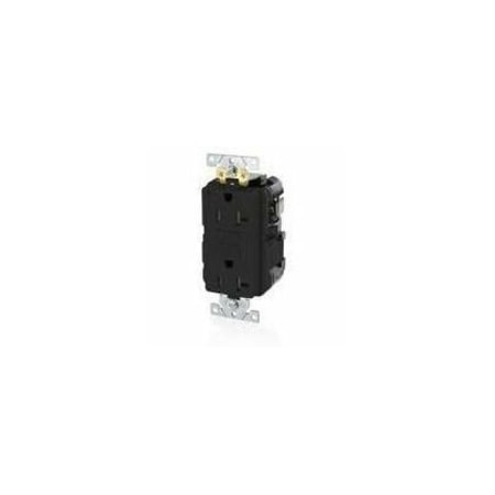Leviton Lev-Lok GFCI 20A TR/PI Ind Gr Black MGFT2-E