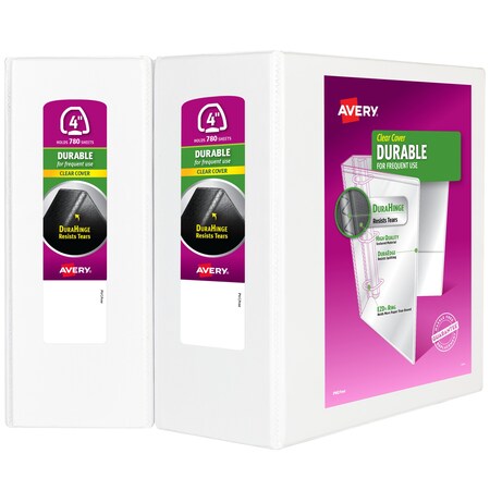 Avery Binder, 4 in Durable View 3 Ring, PK2 09872