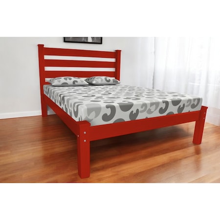 Homeroots Red Solid Wood Full Bed Frame 546757