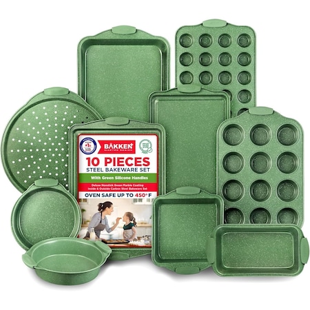 Bakkenamster BAKKEN Kitchen Baking Pan Set, Oven Safe, Up To 450 Deg F, 18PK BKBSMARRED18