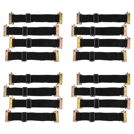 Mytee Products 16 Pcs 12in-22in Adjustable E-Track Bungee Tie-Down Straps for Enclosed Trucks, 4PK ETK-BUNGEE-ADJ2x4