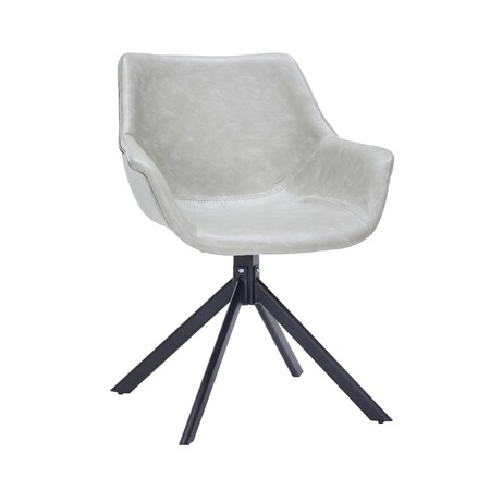 Leisuremod Markley Modern Leather Dining Swival Arm Chair in Light Grey ESCBL-26-LGR