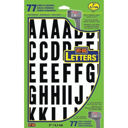 Hy-Ko Self-Adhesive Polyester 2'' Black Letter Set MM-7L