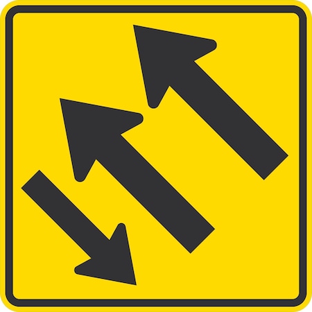 Lyle Two-Way Traffic, 3-Lane, 36x36, High Intensity Prismatic, Yellow G-16328-HI_36x36