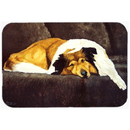 Carolines Treasures Collie by Tanya and Craig Amberson Glass Large Cutting Board AMB1031LCB