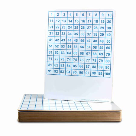 Flipside 9 x 12 Two Sided Hundreds Grid Dry Erase Board Class Pack 12 11223