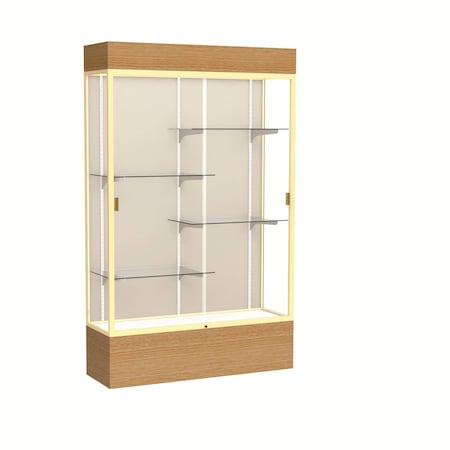 Ghent Lighted Floor Display Case 48x80x16, Plaque 2174PB-GD-AK