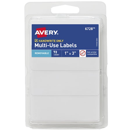 Avery Removable Writable Rectangular Lab, PK72 6728