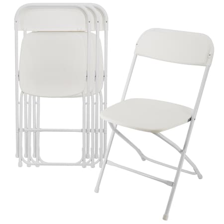 Elama 4 Piece Plastic Folding Chair in White ELM-L003W