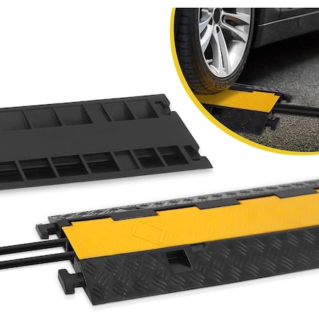 Pyle Cable Ramp, 1.90 in H, 39.60 in L, 9.80 in W, Polyethylene, Yellow PCBLCO26