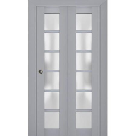 Sartodoors Sliding Closet Bi-fold Doors Grey Solid Core Modern Interior VEREGIO7602BF-GRE-72 x 80 (2* 36x80)