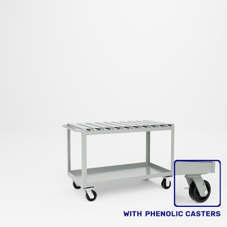 Pucel Heavy Duty Slat Top Cart, 48 in W x 24 in D x 33.5 in H, Gray S-48-DT-2-P