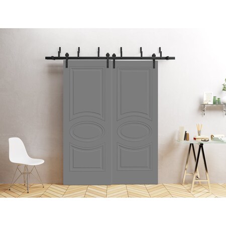 Vdomdoors Sliding Closet Barn Bypass Doors 60 x 80 inches / Mela 7001 Painted Grey / Modern 6.6ft Rails Hardw MELA7001BBB-SIF-60