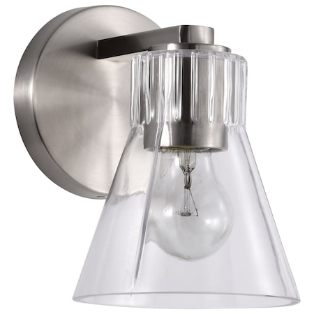 Nuvo Gianna, 1 Light Vanity, Brushed Nickel Finish, Clear Glass 60/8331