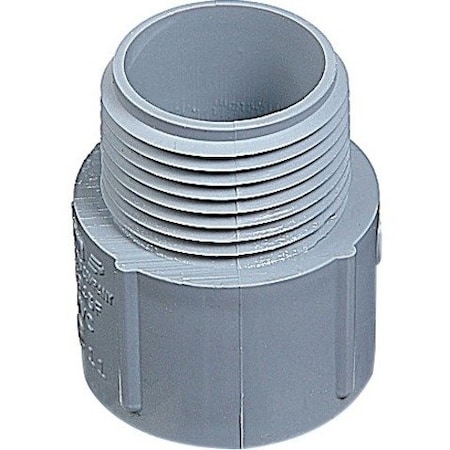Carlon Conduit Fitting Adapter, 1/2 in, Threaded, PVC, PVC Coated, Gray E943D