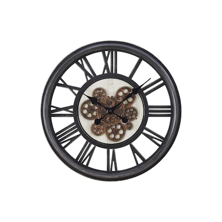 Monarch Specialties Clocks, 20'' Round, Gear Mechanism, Wall Clock, Black, Transitional I 9064